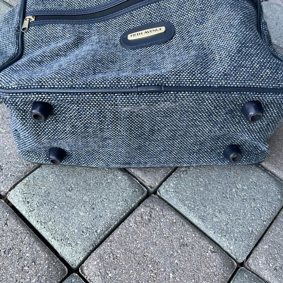 Vintage, Navy Blue Over Night Luggage with Strap - Picture 3 of 7